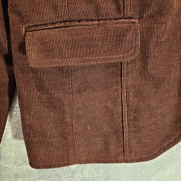 Halgen Corduroy Jacket Womens L Brown Blazer lined pockets notched shoulder tabs - Picture 10 of 16